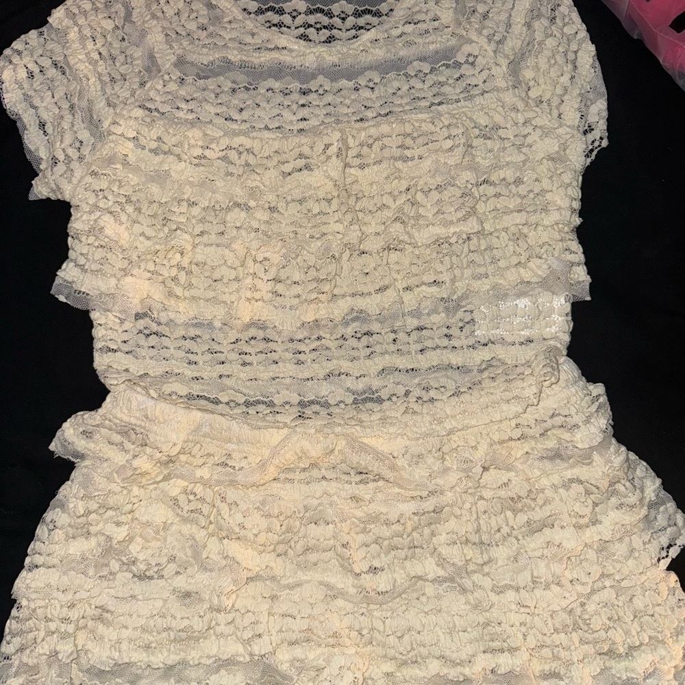 Lace Ruffle Top and Shorts Set